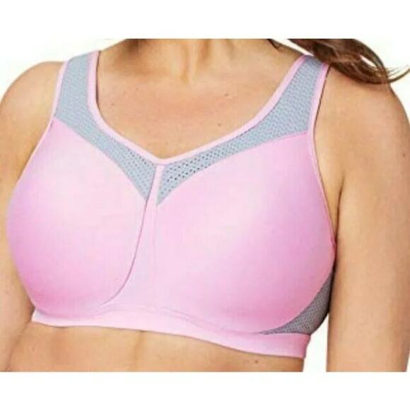 Glamorise Underwire High Impact Sports Bra 9066 Pink Grey 34DD - Picture 8 of 8